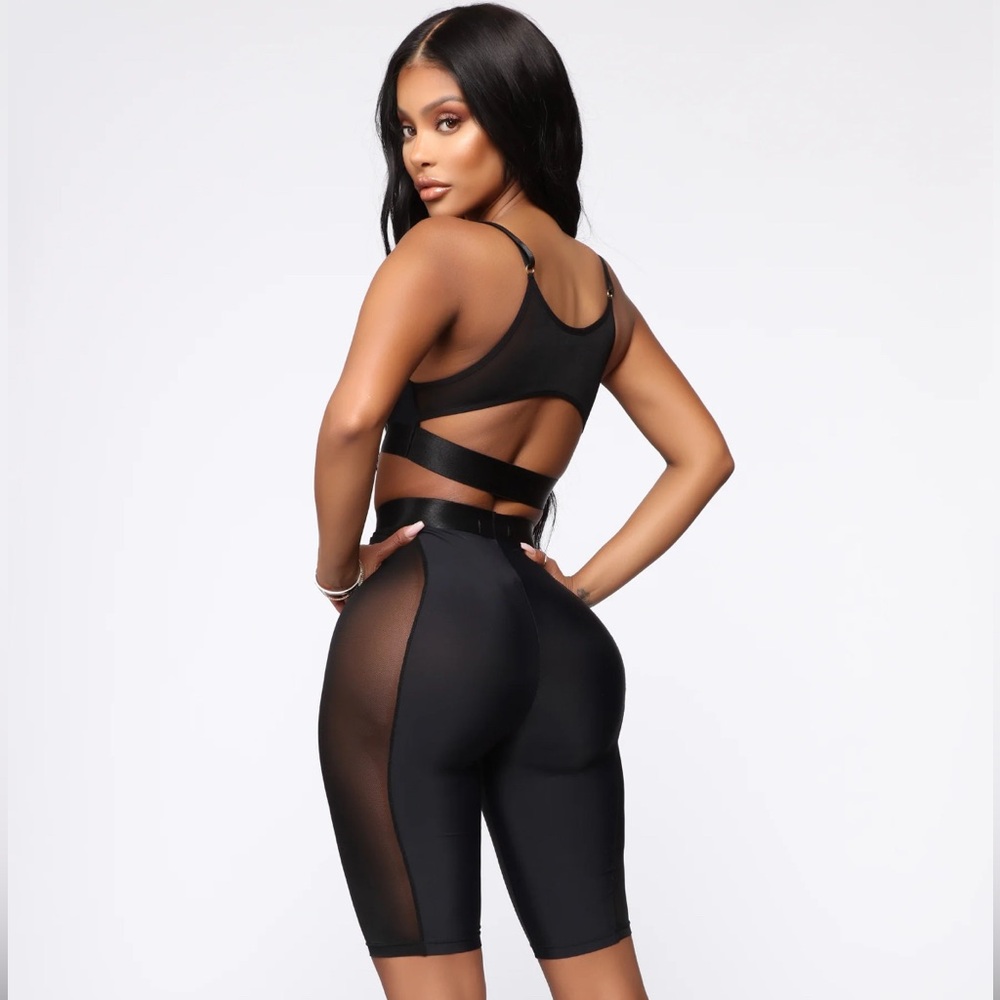 Mesh With Me Biker Short Set-Black